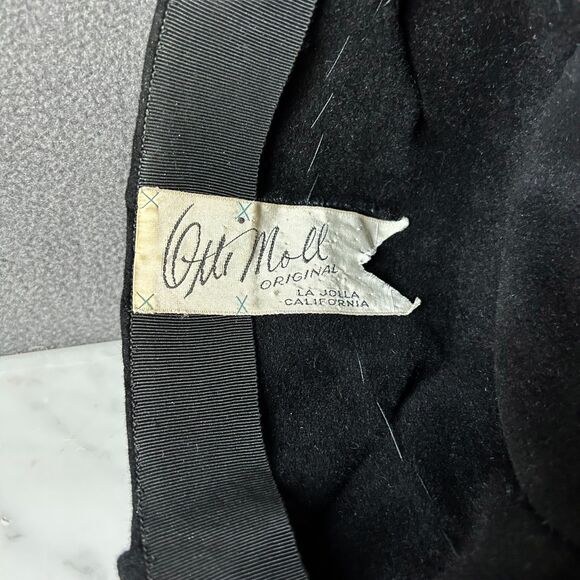 Borsalino Italy Black Wool Cloche Hat Women’s Vintage Sculpted Design Otti Moll - Picture 8 of 9